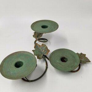 Vtg Homco 12009b Candlestick Pedestal Centerpiece Green Ivy Three Tiers